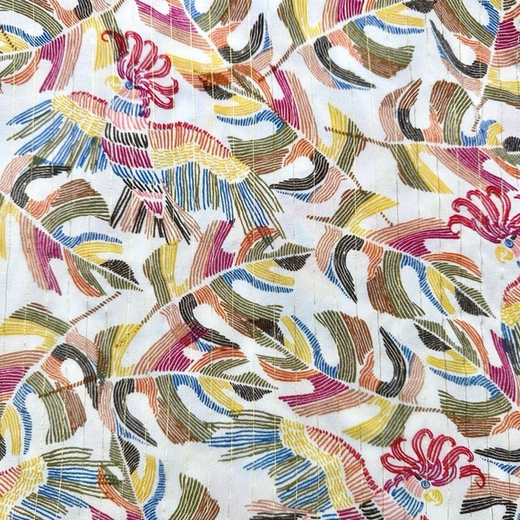 Jane + Delancey | Women | Tropical Gold Tinsel Stripe Button Up Shirt | Large - Picture 7 of 7